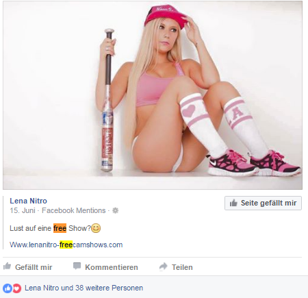 Lena Nitro mit Baseball Schläger FB Posting 15. Juni